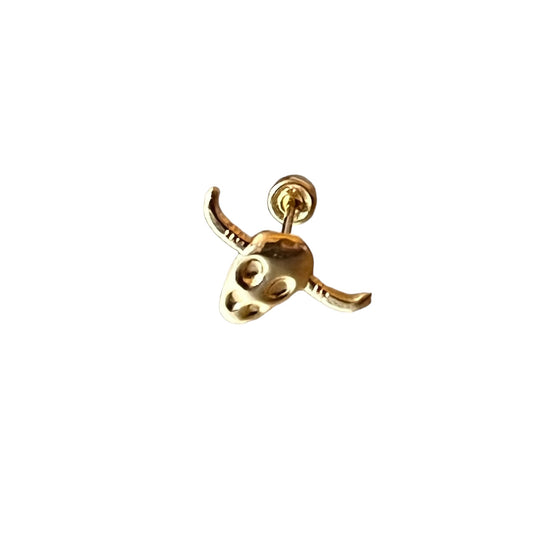 Piercing broquel cabeza de torito oro 10k