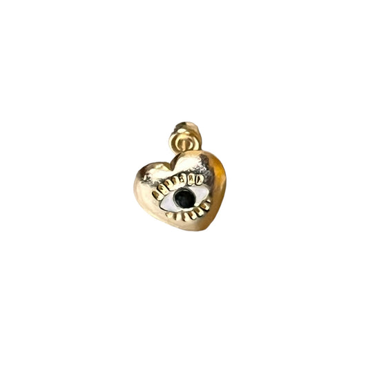 Piercing broquel corazón ojito negro oro 10k