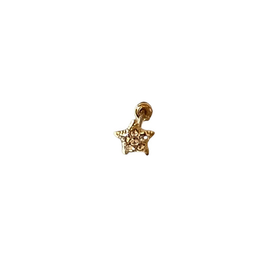 Piercing broquel estrella con circonias oro 10k