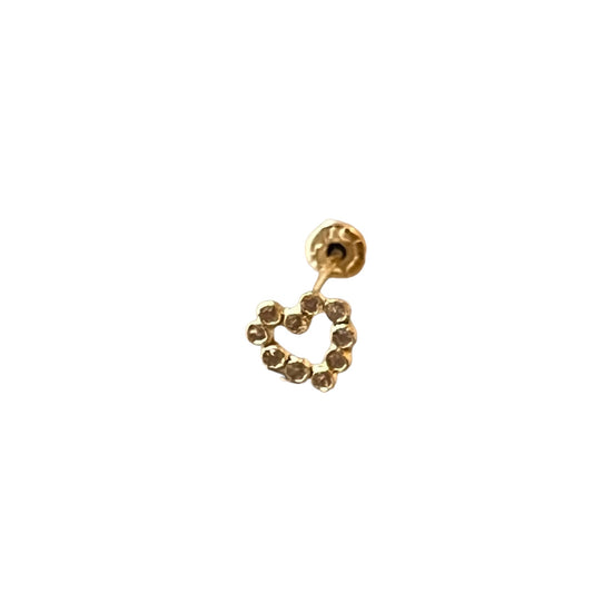 Piercing broquel baby corazón circonias blancas oro 10k