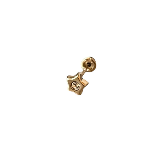 Piercing broquel de estrellita con circonia blanca oro 10k